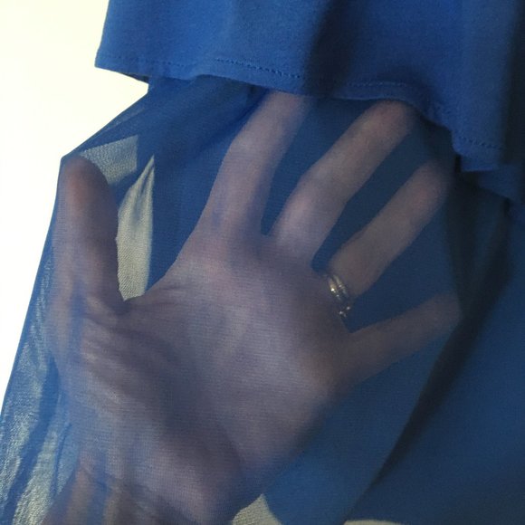 Blue sleeveless cascade waterfall top 5x - Picture 6 of 8